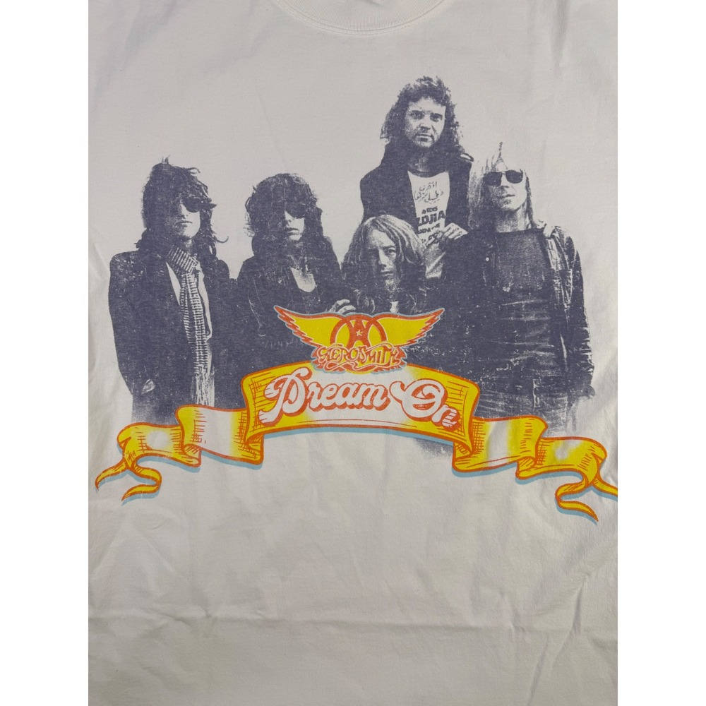 Aerosmith Dream On 2007 World Tour Graphic T-Shirt Giant Vintage White Medium